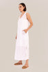 Sleeveless long dress with hoodie and side pockets